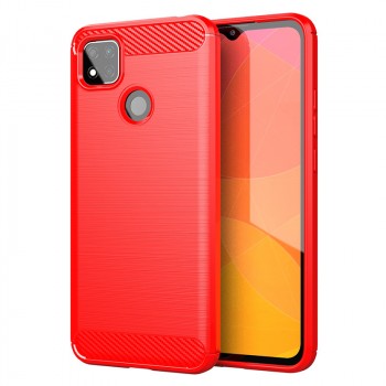 Матовый силиконовый чехол для Xiaomi RedMi 9C с текстурным покрытием металлик Красный