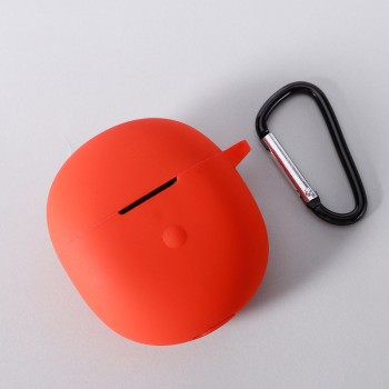 Силиконовый нескользящий софт-тач чехол с карабином для Vivo TWS Neo Красный