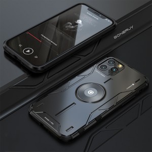 Металлический противоударный двухкомпонентный чехол для Iphone 11 Pro Черный