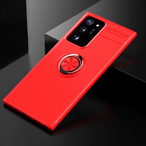 Силиконовый матовый чехол для Samsung Galaxy Note 20 с встроенным кольцом-подставкой-держателем, цвет Красный