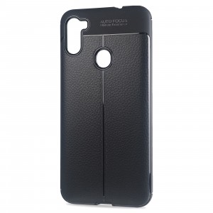Силиконовый чехол накладка для Samsung Galaxy M11/A11 с текстурой кожи Черный
