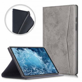 Чехол книжка подставка на непрозрачной силиконовой основе с отсеком для карт и тканевым покрытием для Samsung Galaxy Tab A7 10.4 (2020)  Серый