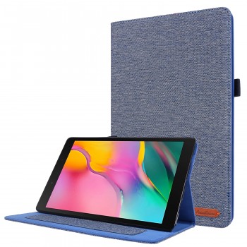 Чехол книжка на непрозрачной силиконовой основе с крепежом для стилуса и тканевым покрытием для Samsung Galaxy Tab A7 10.4 (2020) Синий