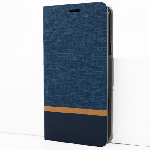 Флип чехол-книжка для OPPO Reno4 Lite с текстурой ткани и функцией подставки, цвет Синий
