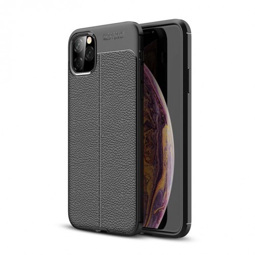 Силиконовый чехол накладка для Iphone 12 Pro Max с текстурой кожи, цвет Черный