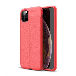 Силиконовый чехол накладка для Iphone 12 Mini с текстурой кожи Красный