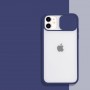 Силиконовый матовый непрозрачный чехол с полупрозрачной матовой поликарбонатной накладкой и защитной шторкой для камеры для Iphone 12 Pro Max, цвет Синий