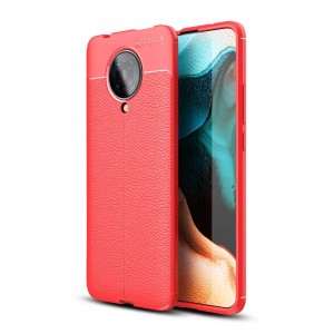 Силиконовый чехол накладка для Xiaomi Poco F2 Pro/RedMi K30 с текстурой кожи Красный