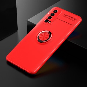 Силиконовый матовый чехол для Huawei P Smart (2021) с встроенным кольцом-подставкой-держателем Красный