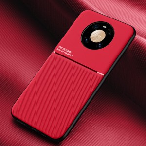 Силиконовый матовый непрозрачный чехол с текстурным покрытием Линии для Huawei Mate 40 Pro  Красный
