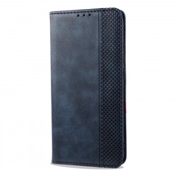 Винтажный чехол портмоне подставка на силиконовой основе с отсеком для карт для Samsung Galaxy A12/M12 Синий