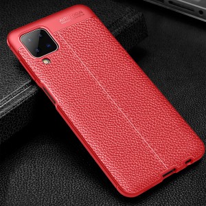 Силиконовый чехол накладка для Samsung Galaxy M12/A12 с текстурой кожи Красный
