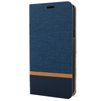 Чехол горизонтальная книжка подставка текстура Ткань на силиконовой основе с отсеком для карт для Tecno Pouvoir 4 Синий