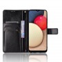 Глянцевый водоотталкивающий чехол портмоне подставка для Samsung Galaxy A02s с магнитной защелкой и отделениями для карт, цвет Черный