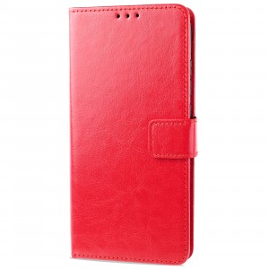 Глянцевый водоотталкивающий чехол портмоне подставка для Samsung Galaxy A02s с магнитной защелкой и отделениями для карт Красный