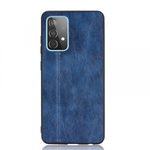 Силиконовый матовый непрозрачный чехол с текстурным покрытием винтажная Кожа для Samsung Galaxy A72 , цвет Синий