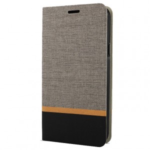 Флип чехол-книжка для Samsung Galaxy A52 с текстурой ткани и функцией подставки Серый