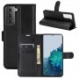 Чехол портмоне подставка для Samsung Galaxy S21 с магнитной защелкой и отделениями для карт, цвет Черный