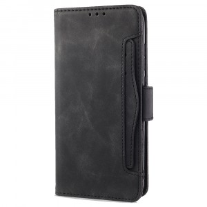 Винтажный чехол портмоне подставка на силиконовой основе с отсеком для карт и внешним картхолдером на магнитной защелке для Samsung Galaxy S21  Черный
