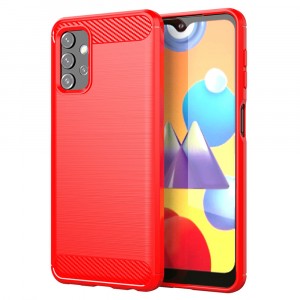 Матовый силиконовый чехол для Samsung Galaxy A32 с текстурным покрытием металлик Красный