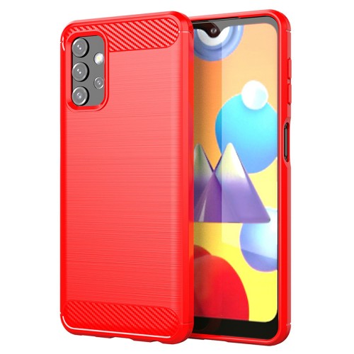 Матовый силиконовый чехол для Samsung Galaxy A32 с текстурным покрытием металлик, цвет Красный