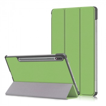 Сегментарный чехол книжка подставка на непрозрачной поликарбонатной основе для Samsung Galaxy Tab S7 Зеленый