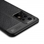 Силиконовый чехол накладка для Samsung Galaxy A72 с текстурой кожи, цвет Черный