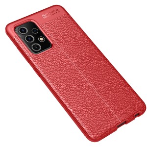 Силиконовый чехол накладка для Samsung Galaxy A52 с текстурой кожи Красный