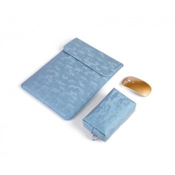 Текстурный чехол-папка на магните для ноутбука Huawei MateBook X Pro с футляром для мышки в комплекте Голубой