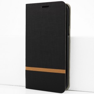 Флип чехол-книжка для Samsung Galaxy A02 с текстурой ткани и функцией подставки Черный
