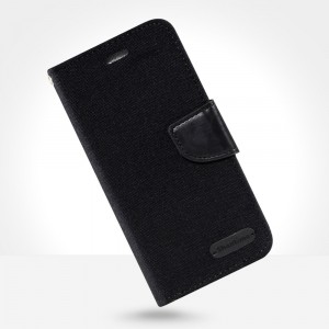 Чехол портмоне подставка текстура Джинса на силиконовой основе с отсеком для карт на магнитной защелке для Samsung Galaxy A02 Черный