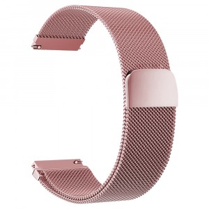 Универсальный 22мм сетчатый мелкозернистый браслет из нержавеющей гипоаллергенной стали на магнитной защелке Розовый
