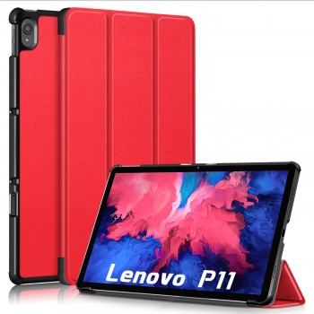Сегментарный чехол книжка подставка на непрозрачной поликарбонатной основе для Lenovo Tab P11  Красный