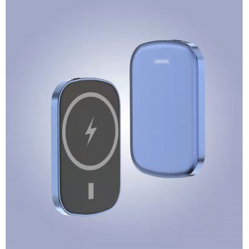 Портативное магнитное беспроводное зарядное устройство с функцией PD20W QI15W и Magsafe 5000мач Синий