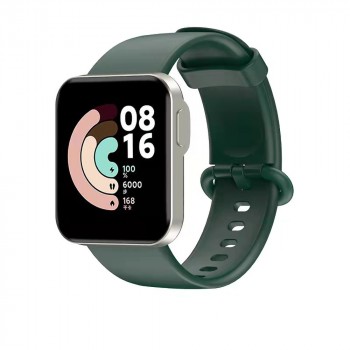 Силиконовый гипоаллергенный нескользящий ремешок с металлической пряжкой для Xiaomi Mi Watch Lite Зеленый