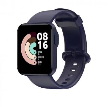 Силиконовый гипоаллергенный нескользящий ремешок с металлической пряжкой для Xiaomi Mi Watch Lite Синий