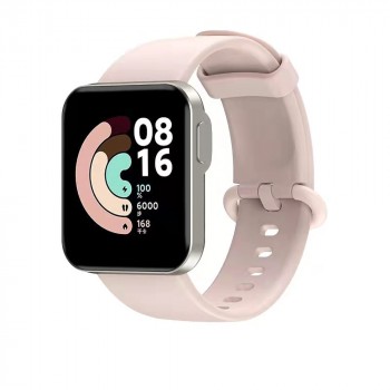 Силиконовый гипоаллергенный нескользящий ремешок с металлической пряжкой для Xiaomi Mi Watch Lite Розовый