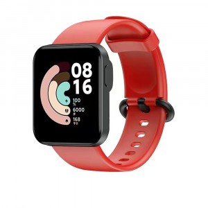 Силиконовый гипоаллергенный нескользящий ремешок с металлической пряжкой для Xiaomi Mi Watch Lite Красный