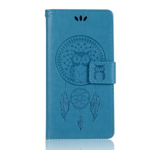 Чехол портмоне подставка для Samsung Galaxy A72 с декоративным тиснением на магнитной защелке Синий