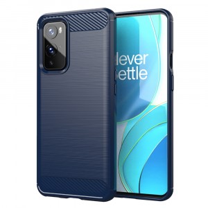 Матовый силиконовый чехол для OnePlus 9 Pro с текстурным покрытием металлик Синий