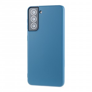 Силиконовый матовый непрозрачный чехол с нескользящим софт-тач покрытием для Samsung Galaxy S21 Синий