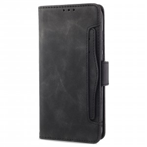 Винтажный чехол портмоне подставка на силиконовой основе с отсеком для карт и внешним картхолдером на магнитной защелке для ASUS ROG Phone 5 Черный