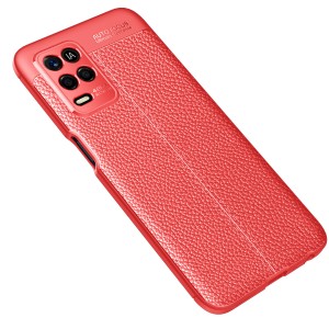 Силиконовый матовый непрозрачный чехол с текстурным покрытием Кожа для Realme Narzo 30/Realme 8 5G Красный