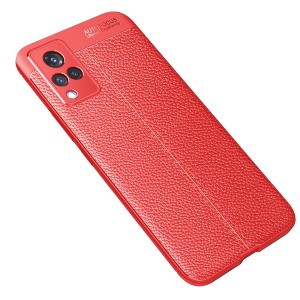 Силиконовый матовый непрозрачный чехол с текстурным покрытием Кожа для Vivo V21  Красный