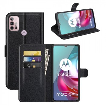 Книжка портмоне подставка на силиконовой основе с отсеком для карт на магнитной защелке для Lenovo K13 Note/Motorola Moto G20/G30