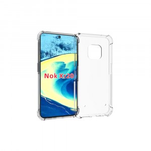 Силиконовый глянцевый транспарентный чехол с нескользящими гранями с усиленными углами для Nokia XR20 