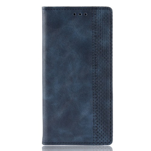 Винтажный книжка портмоне подставка на силиконовой основе с отсеком для карт с магнитной крышкой для OPPO Reno6 , цвет Синий