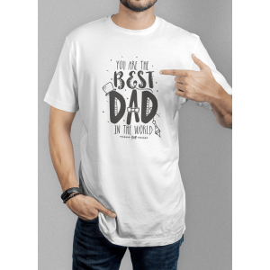 Мужская футболка с принтом Best Dad in the world Белый