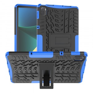 Противоударный двухкомпонентный силиконовый матовый непрозрачный чехол с поликарбонатными вставками для экстрим защиты с встроенной ножкой-подставкой для Xiaomi Pad 5  Синий