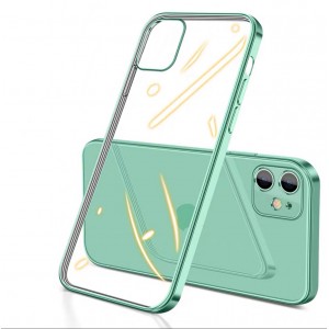 Силиконовый глянцевый полупрозрачный чехол с текстурным покрытием Металлик для Iphone 12 Mini Зеленый